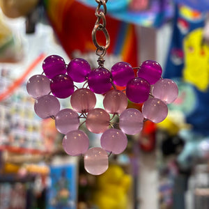 Glass Bead Pink Purple Keychain