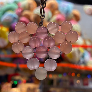 Glass Bead Pink White Keychain