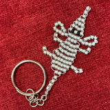 Glass Bead Silver Unicorn Keychain