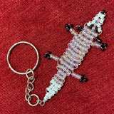 Glass Bead White Pink Dragon Keychain