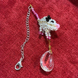 Glass Bead White Pink Mouse Charm
