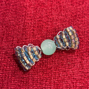 Glass Bead Gray White Bow Charm