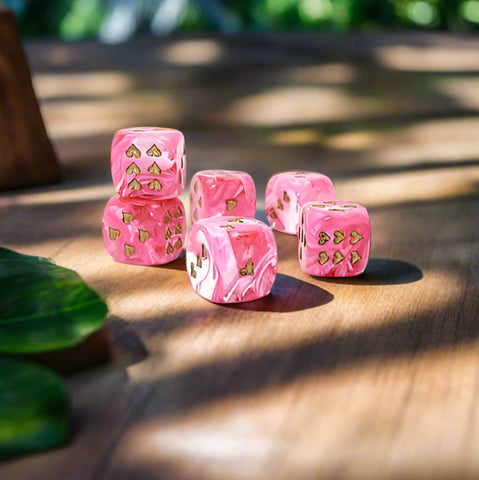 Dice Set (2 Pcs. Heart Vortex Pink/Gold)