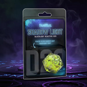 Dice Set (D20 Liquid Core Resin - Shadow Light) (Blacklight Reactive)