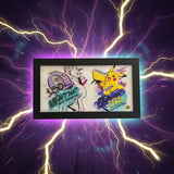 Pokemon Pikachu and Mewtwo holographic wall art front