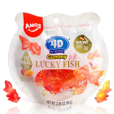 4D AMOS Gummy - Luckey Fish Peach & Mango (3.95oz Bag)
