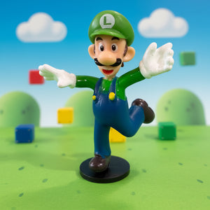 Super Mario Luigi Mini Figure with Base - Pre-Owned