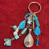 Turquoise Mixed Bead Shell Keychain