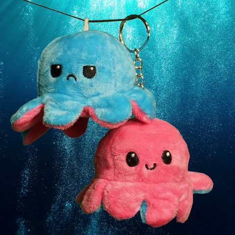 Reversible Octopus Plushy Keychain - Express Your Mood with a Cute Octo-Plushy Companion